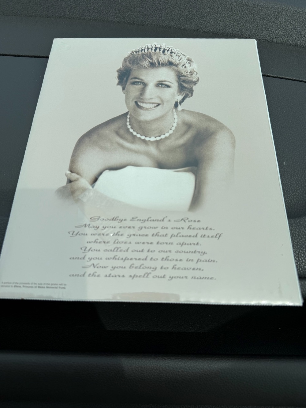 Vtg 1997 Diana Princess of Wales Memorial Fund Official Poster sealed 8" x 10"